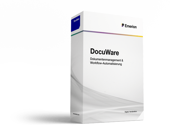 Softwarebox DocuWare mit DocuWare- und Emerion-Logo