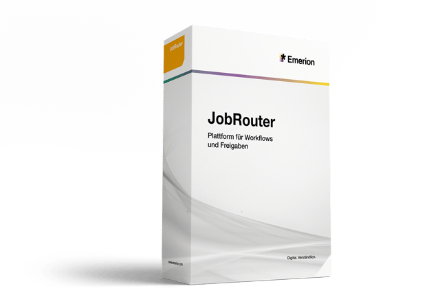 Softwarebox JobRouter mit JobRouter- und Emerion-Logo